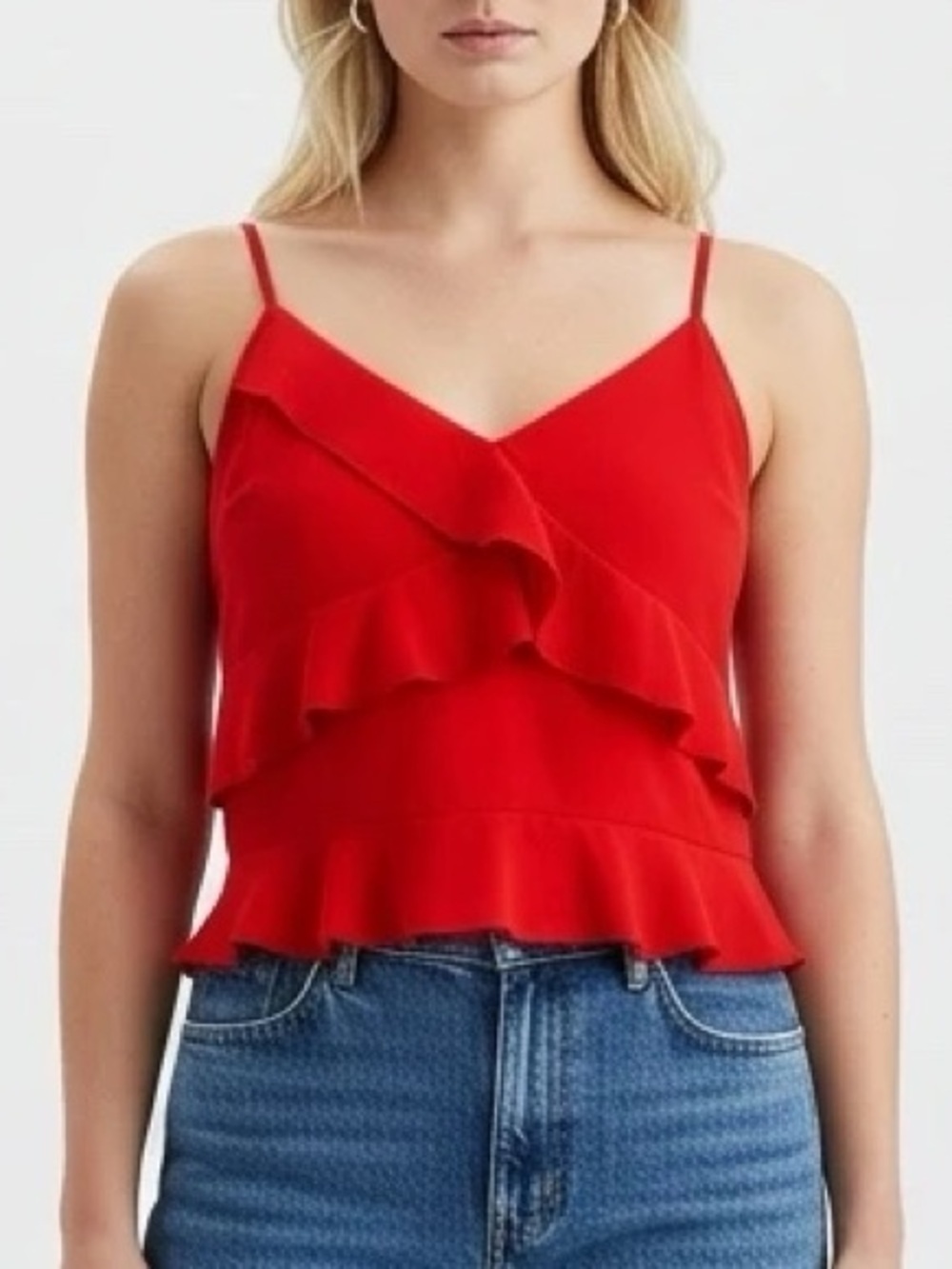 Red Ruffle Camisole Tank Top